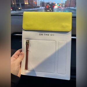Anthropologie Yellow and White On The Go Pouch